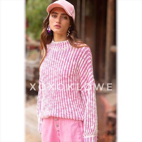 POL Barbie Pink Striped Turtleneck Sweater Relaxed Fit - Picture 9 of 13